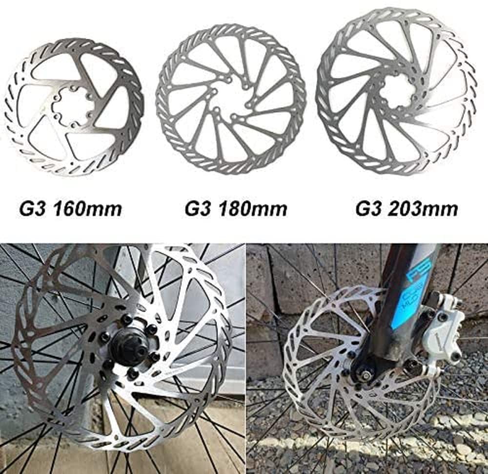 PLATTBK Freni a Disco MTB 160mm/180mm/203mm Acciaio Inox Dischi Freno Bici Rotore 6 bulloni per Strada Mountain Bike BMX 2 Pezzi