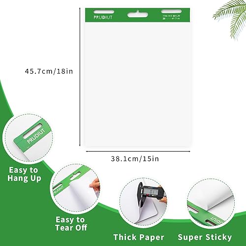 Miniatura 2 de Prudiut Paquete de 3 almohadillas adhesivas de caballete, 15 x 18 pulgadas, papel de cartulina grande de notas adhesivas blancas para pared, papel