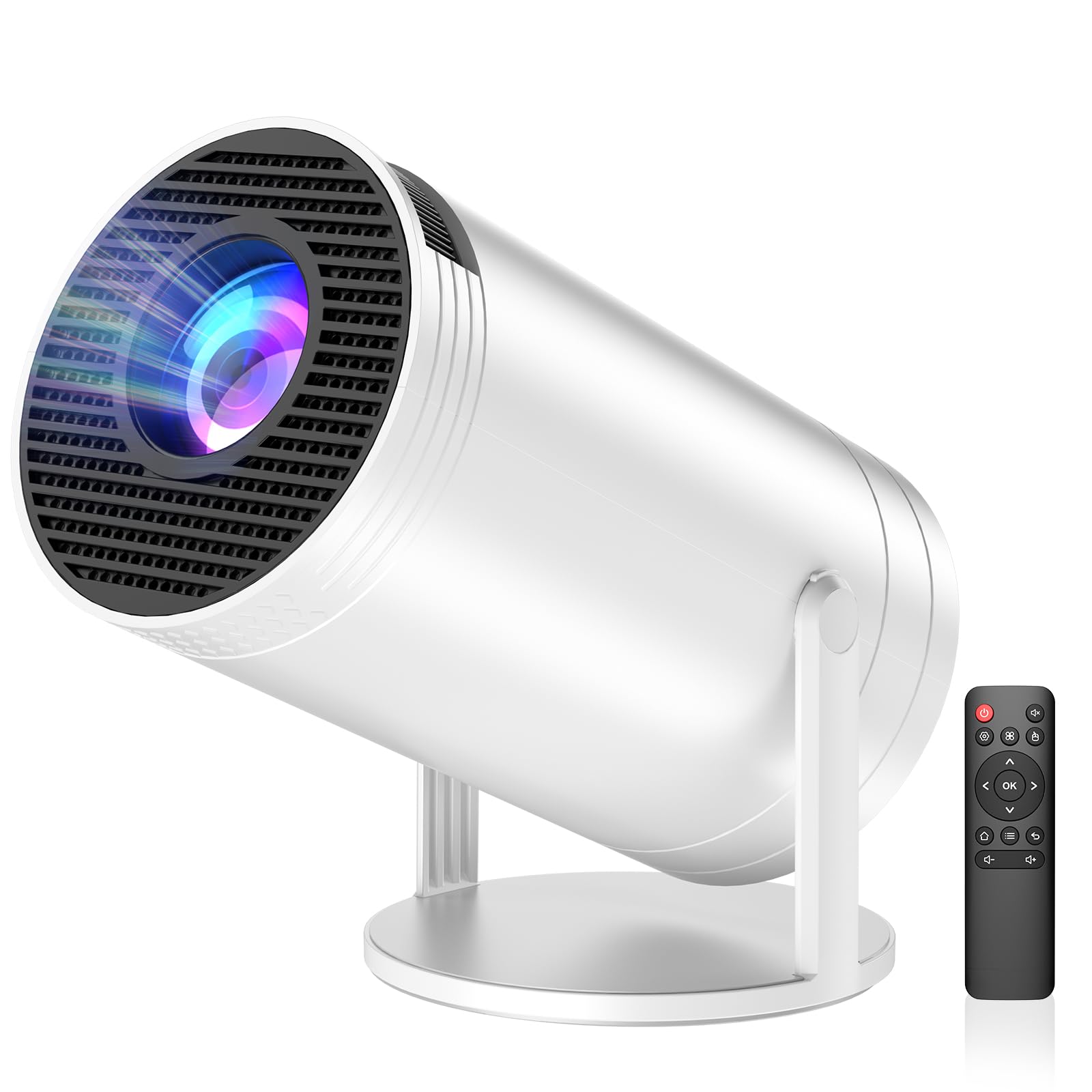 Mini proiettore con WiFi 6 BT5.1, proiettore video supporta 4K 1080P Auto Keystone 270° Rotazione, compatibile con HDMI, USB