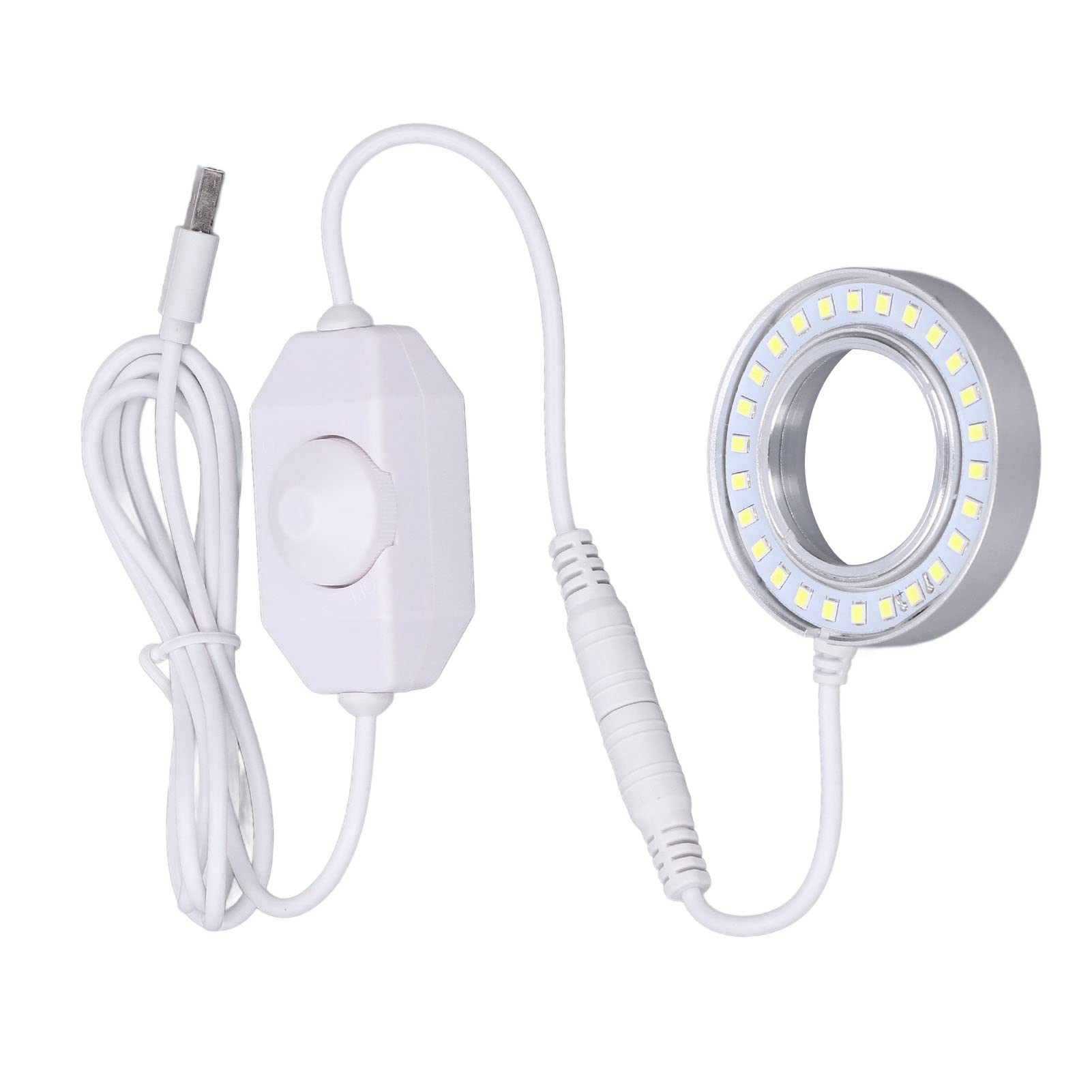 Iluminador LED para Microscopio Estéreo con Luz de Anillo Brillo Ajustable y Regulador Intensidad Hebilla Espiral Ajustable para Laboratorio Microscopía