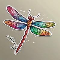 3 PCS Colorful Dragonfly Sticker – Vibrant Rainbow Dragonfly Decal, Waterproof Vinyl Sticker for Laptop, Water Bottle, Notebook, Phone Case – Aesthetic Nature Sticker for Kids &amp; Adults Q26