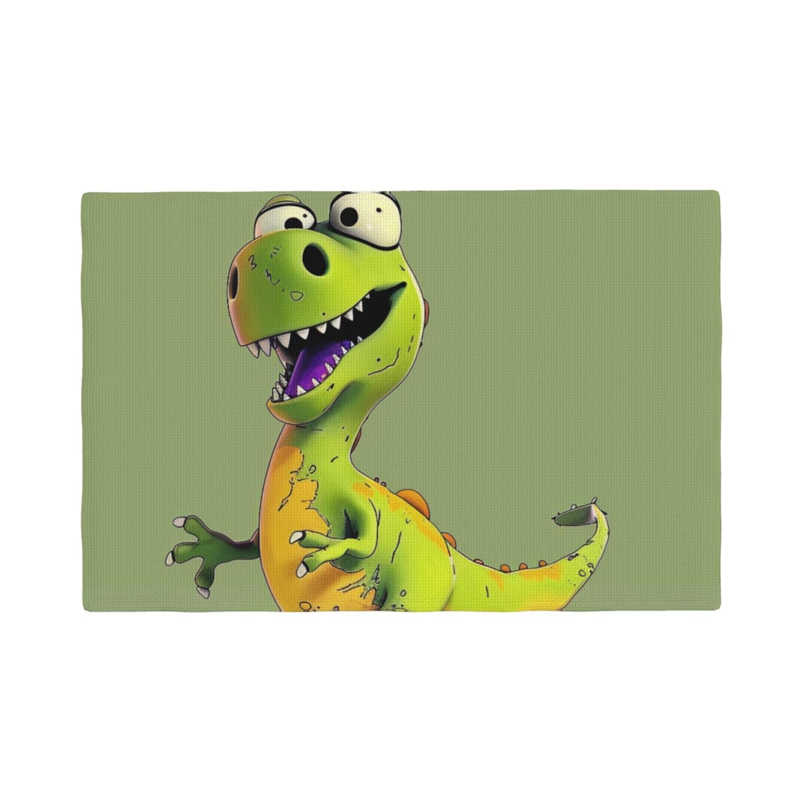 Cartoon dinosaur Print Placemats Set, Heat Resistant Washable Placemat 12x18in Table Mats for Party Kitchen Dining Table Decoration Indoor Outdoor, Six Piece