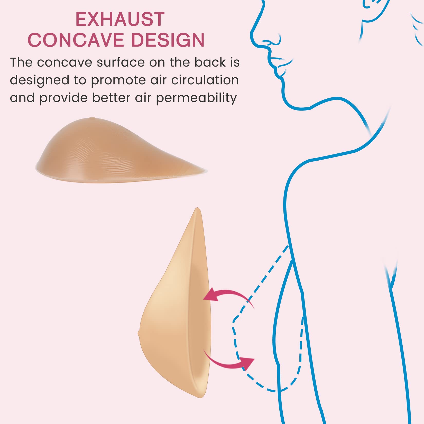 IVITA One Piece D+ Cup Teardrop Shape Silicone Breast Forms Fake Boobs for Mastectomy Prosthesis Bra Pads Inserts Crossdressers