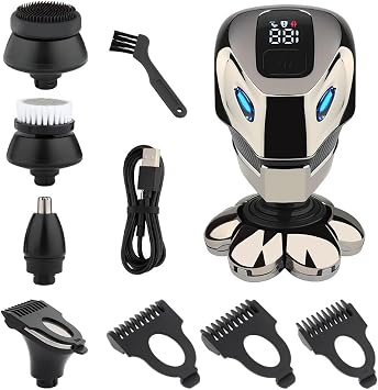 Head Shavers for Bald Men, 7D Electric Head Shaver for Bald Men Waterproof LCD Head Shavers Electric Mens Grooming Kit Cordless Rechargeable