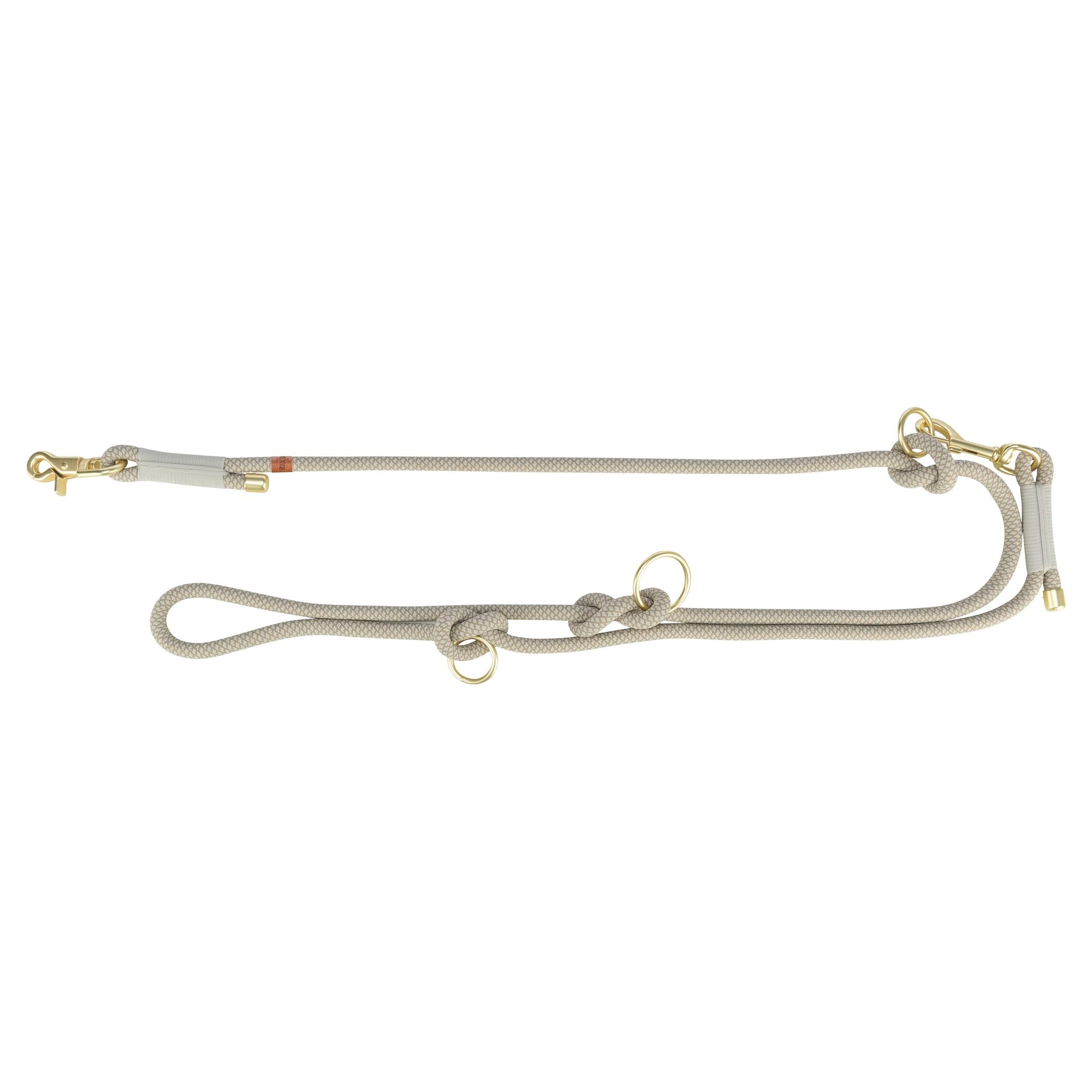 TRIXIE V-Leine Soft Rope, XS-S, 2 m/6 mm, Light Grey, Adjustable Dog Lead for Small Dogs Made of Woven Rope
