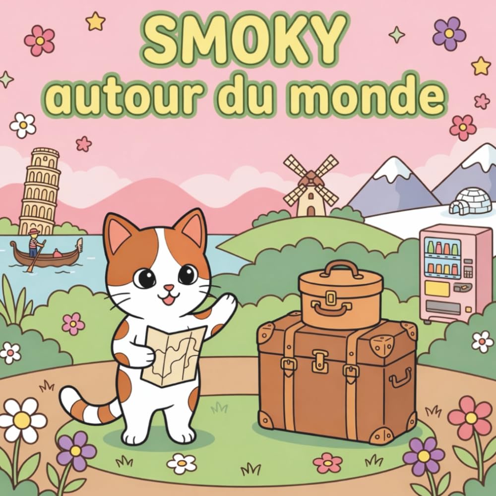 SMOKY autour du monde.: Livre de coloriage d’aventure (SMOKY, le petit chat courageux !)