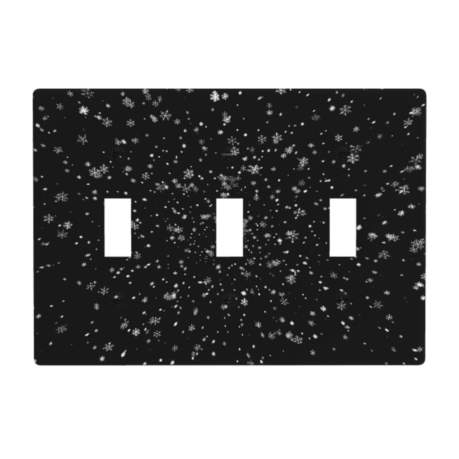 Woshuwo White Realistic Uneven Snowfall Random Snowflake Light Switch Covers 3 Gang Triple Toggle Wall Plate Switchplate Electrical Faceplate For Bathroom Kitchen Bedroom Decor