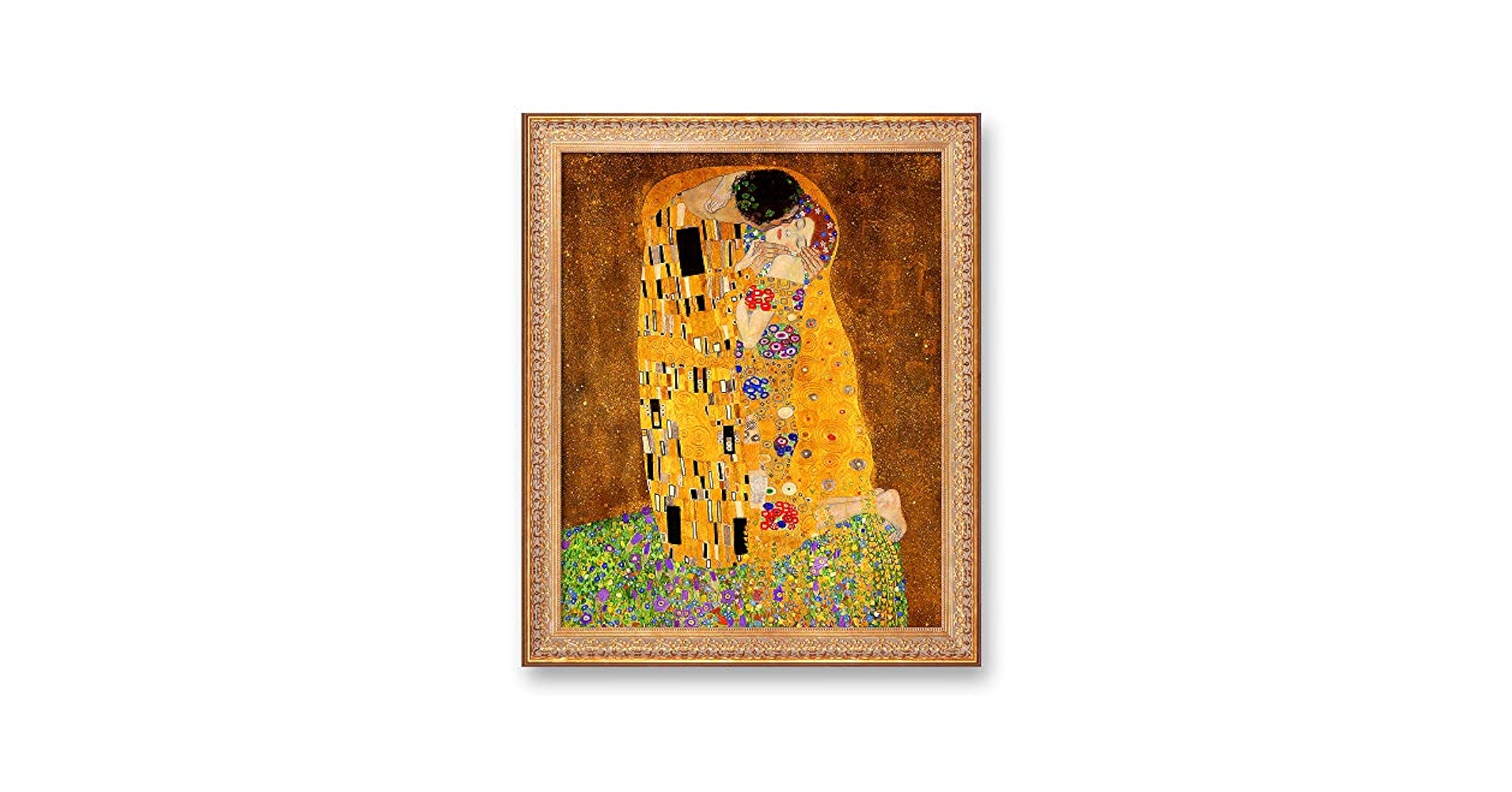 Gustav Klimt 愛の絵画 大きい金色フレーム The Kiss by Gustav Klimt.Framed Size:34.5 x 28.5 inches