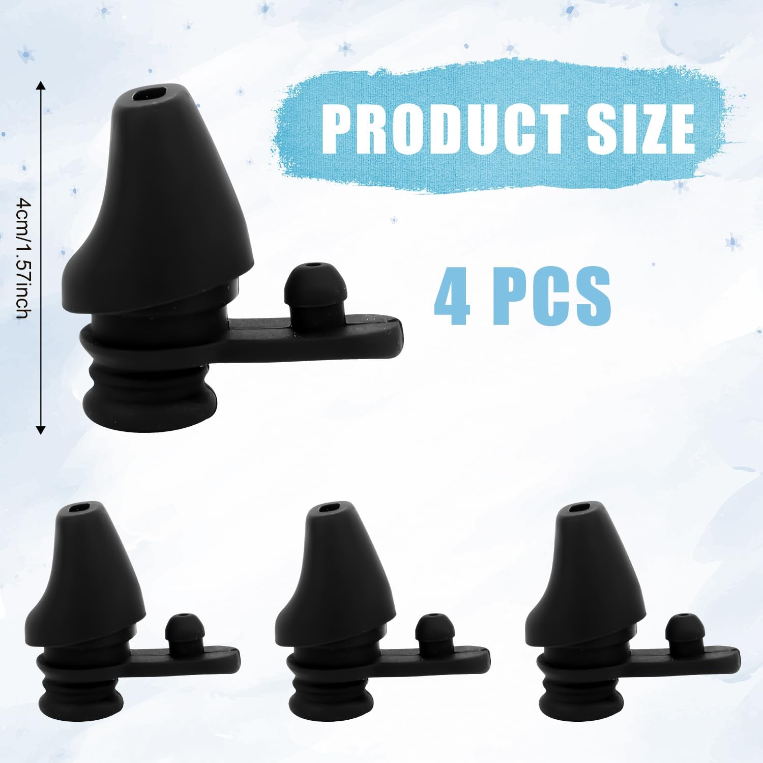 4pcs Bite Valve Replacement for Ello Hydra 64oz Stainless Steel Jug, Water Bottle Mouthpiece Replacement Silicone No BPA Compatible with Ello Hydra 64oz Half Gallon Water Jug (Black) - Image 2