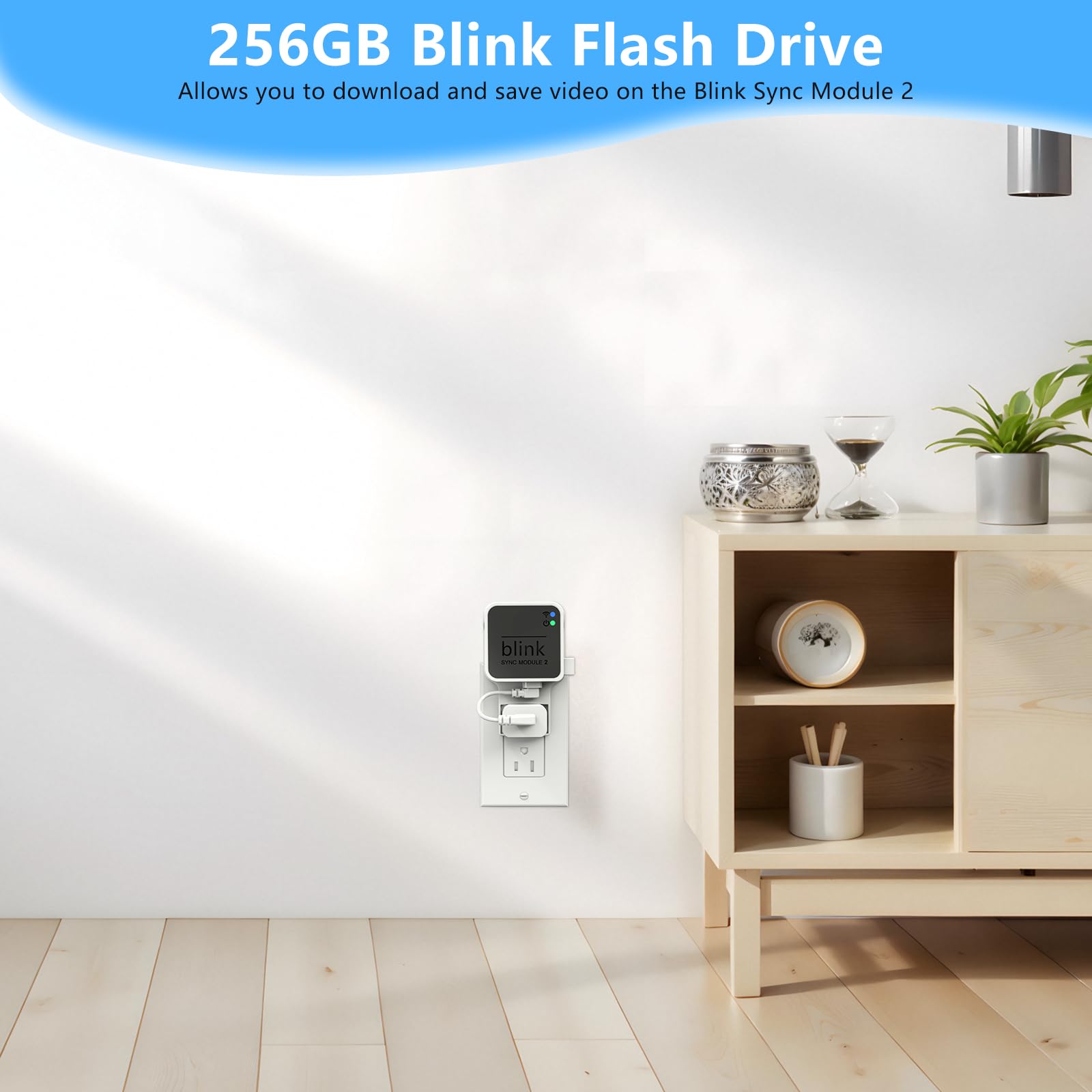 Chiavetta USB 256 GB Con Supporto A Parete Per Blink Sync Module 2 – Kit Con Cavo USB, Per Telecamere Blink Outdoor