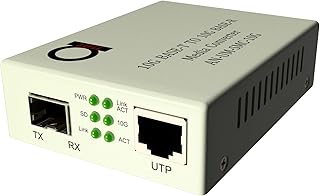 ADnet 10 Gigabit Fiber to 10G Copper UTP Ethernet Media Converter - Open SFP+ 10Gb Slot - 10G Base-T to 10G Base-R - Cat7 UTP 1m Cable in Set - 10 Gbps Gbit Fiber Optic Converter