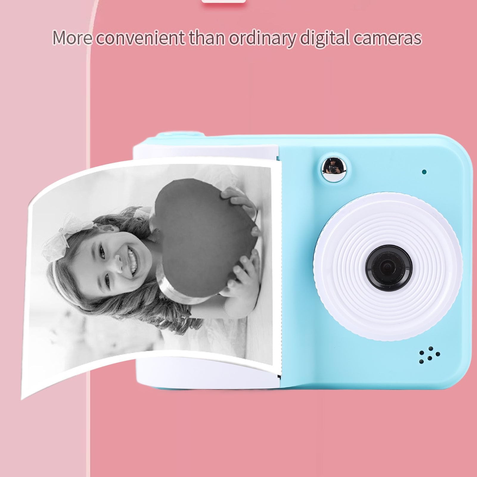 Sofortbildkamera, 48MP 1080P HD Sofortdruck Digitalkamera mit 2,4 Zoll Bildschirm, Tragbare Reisekameras, Thermodruck mit Druckpapier für Selfies (Blue)