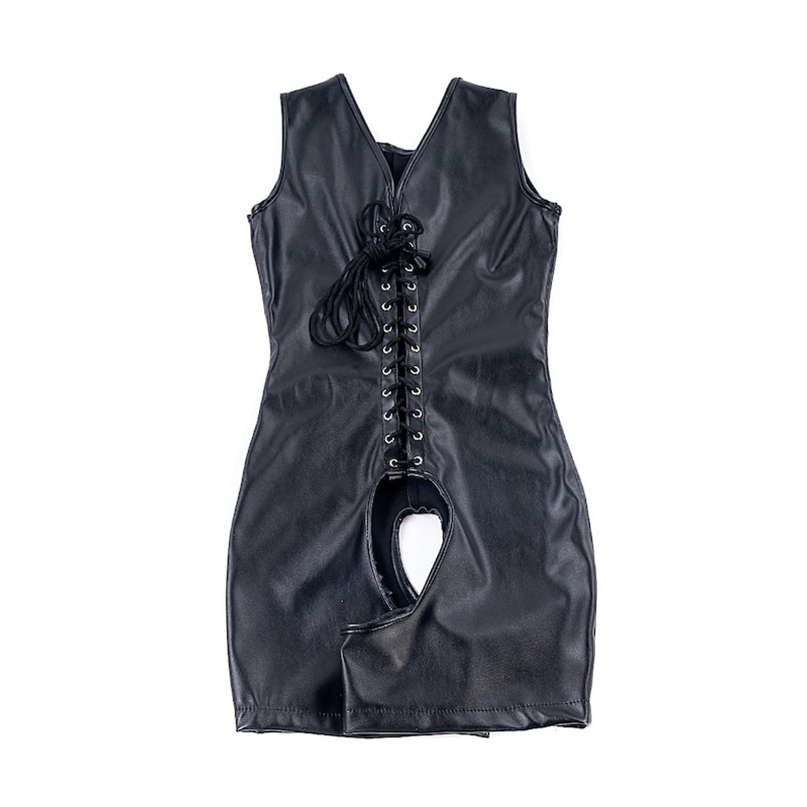 Camicia di forza in pelle BDSM da donna, fianchi aperti, senza seno, lingerie erotica, abbigliamento bondage in lattice, giochi di ruolo, giocattoli sessuali for donne e coppie(M)