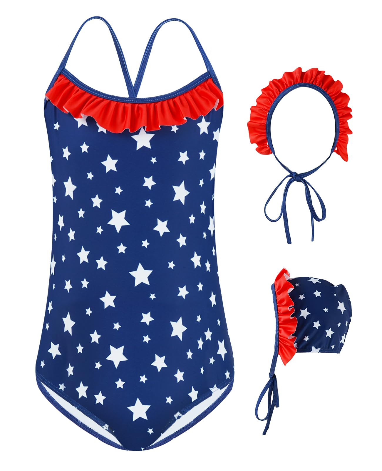 GogokidsGirls Swimming Costume, One-Piece Swimsuit for Kids, Child Bikini, Toddler Clothing for Swimming with Ruffles, Beachwear for 1-6 Years with UV Protection