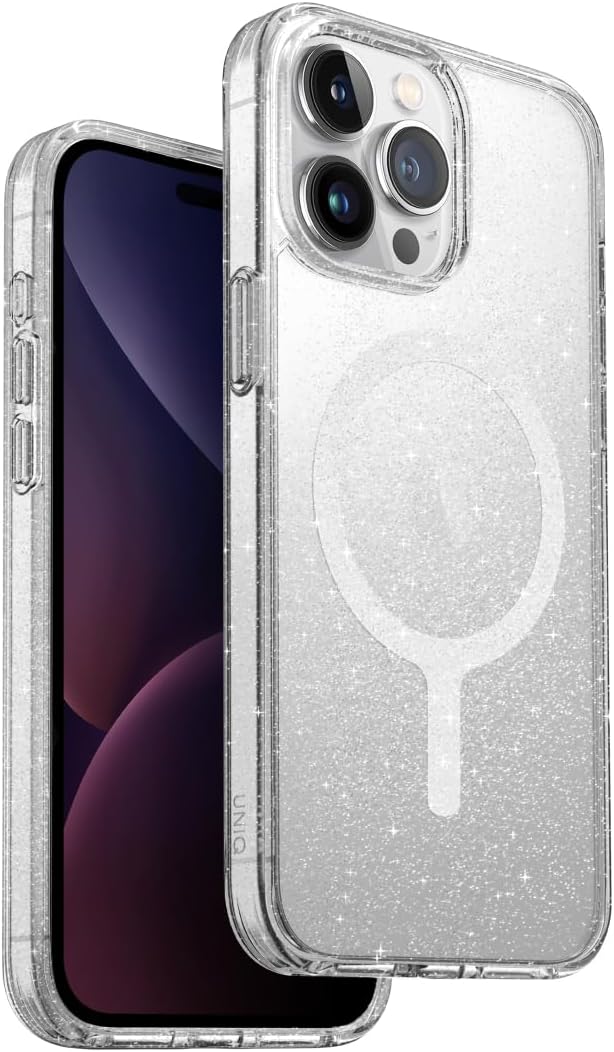 UNIQ LP Xtreme Phone Case Compatible with iPhone 15 Pro Max, MagClick Magnetic Charging Compatible (ClearGlitter)