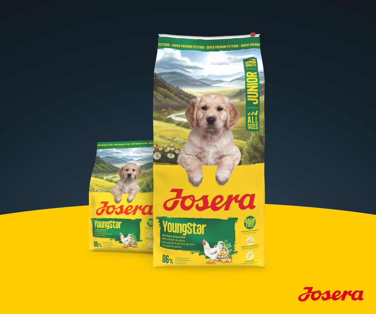 JOSERA YoungStar (1 x 12,5 kg) | Junior | Premium Trockenfutter mit Huhn & Kartoffel für wachsende Hunde mittlerer & großer Rassen | Welpenfutter zur optimalen Versorgung | getreidefrei | 1er Pack