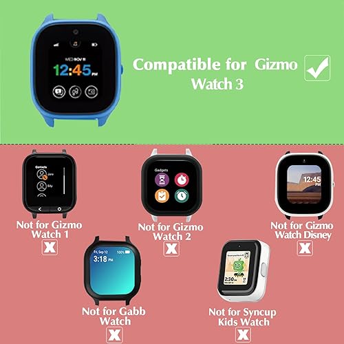 Miniatura 2 de Paquete de 2 fundas compatibles con Verizon Gizmo Watch 3, protector de pantalla de policarbonato duro de policarbonato integrado, protector de