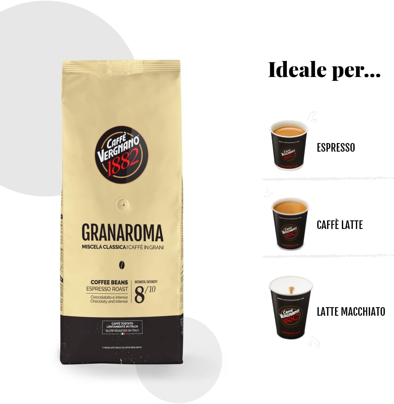 Caffè Vergnano 1882 Caffè in Grani Granaroma- 1 confezione da 1 Kg Granaroma 1 kg (Confezione da 1) - Immagine 5