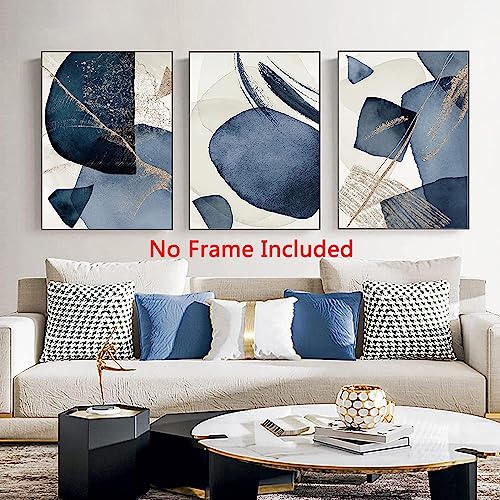 Blue Abstract Wall Art Canvas Blue And Grey Wall Pictures Modern Abstract Artwork Beige Gray And Blue Wall Decor Navy Blue Modern Art Blue Gold Abstract Canvas Wall Art For Living Room 16X24Inch Unframed #TOP2