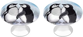 2 Pack I Love Penguins Cabinet Knobs Round Drawer Pulls | Stainless Steel Kitchen Cabinet Hardware, Single Hole with Screws, Durable Drawer Knobs for Dresser Cupboard Wardrobe Closet