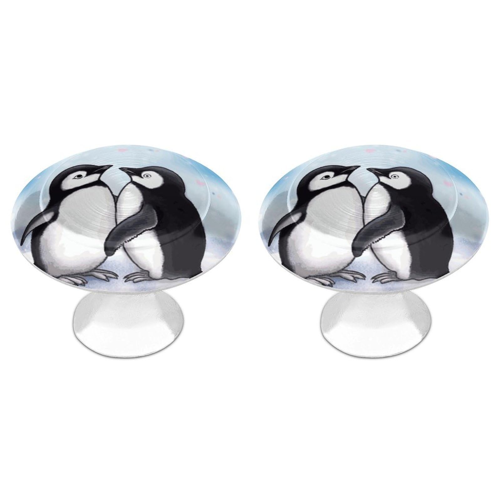 Fekiloot White I Love Penguins Cabinet Knobs For Kitchen Ornament, Round Zinc Decorative Drawer Pulls For Cabinets Trendy, Dresser Drawers Pulls Bathroom Dresser Knob With Screw