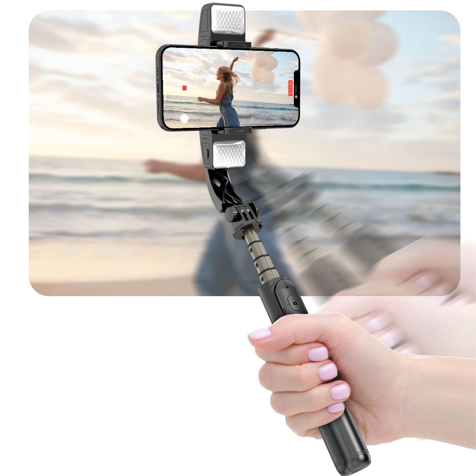 Stabilisateur De Téléphone à Cardan, Stabilisateur De Tête De Bâton De Selfie 360° Pivotant Et Anti-Chocs avec Télécommande Support Portable Pliable pour Téléphone Portable