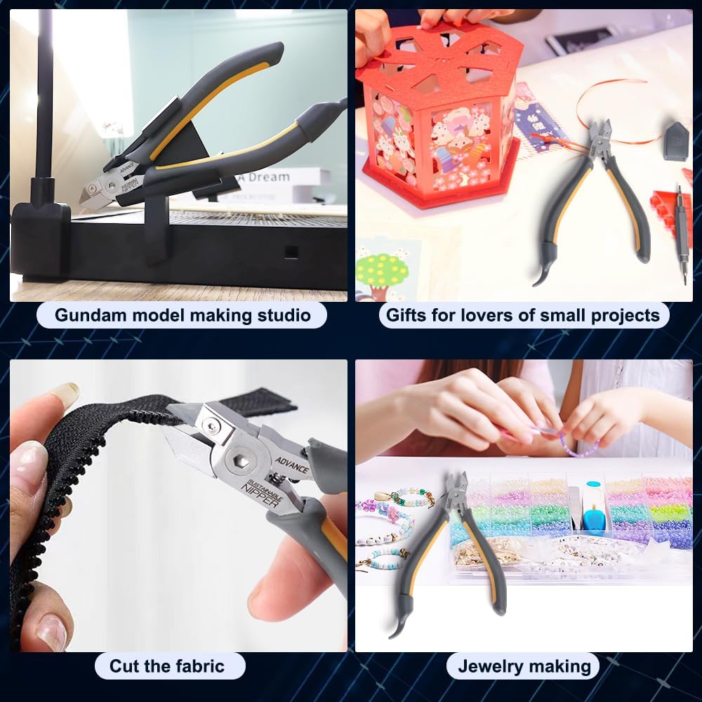 Model Nippers - Model Tools for Plastic Runner, Ultra-thin Single-edged Non-slip Grip,5.1 Inch Sharp Cutters for Model Building and Reusable (Replaceable Blades), PMKJ025