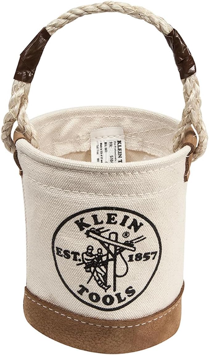 Klein Tools, 5104S, 12" Bucket, Leather-Bottom, Natural Canvas