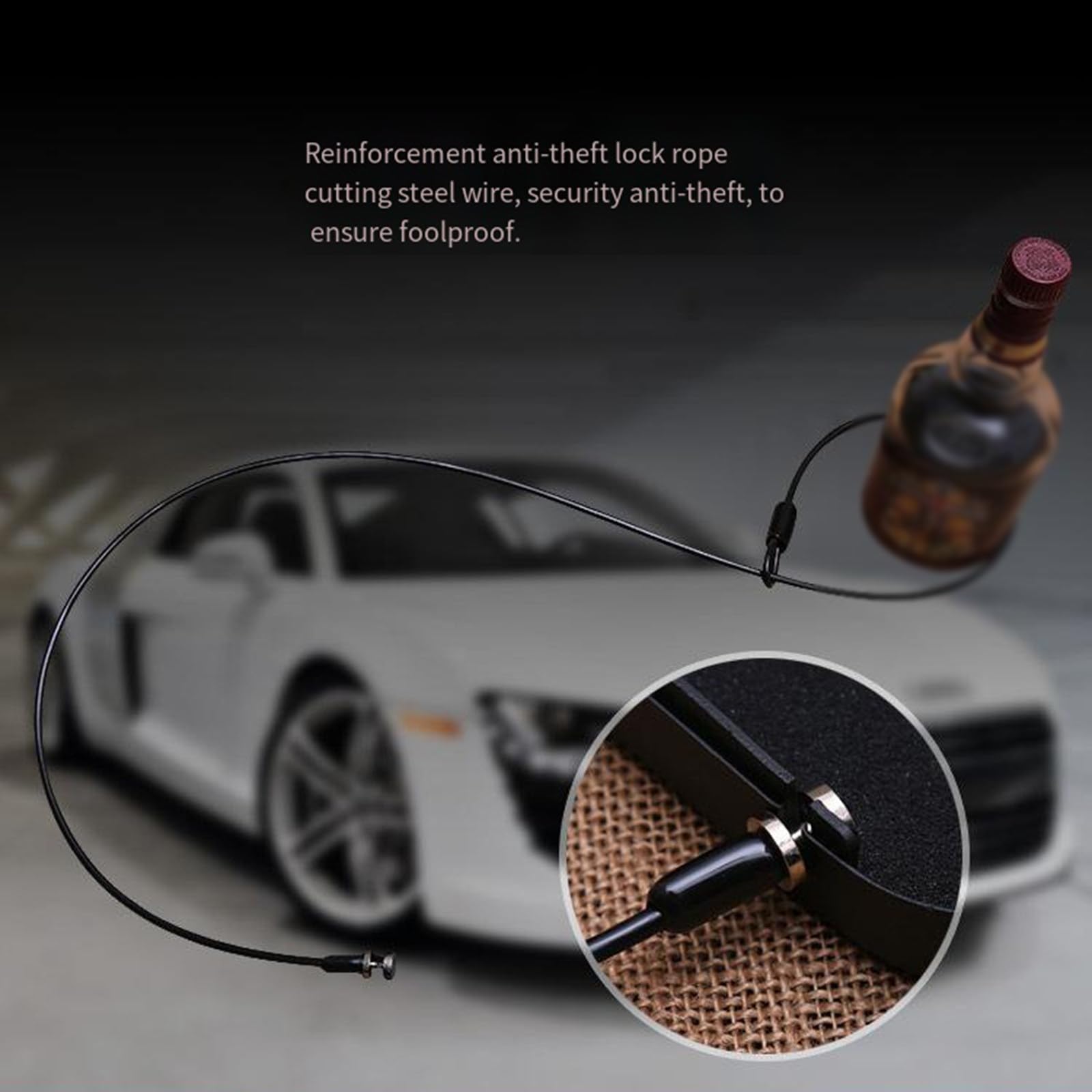 Cassetta di sicurezza per chiavi portatile Mini cassaforte con corda d'acciaio Mini antifurto per gioielli Cassaforte per gioielli Cassaforte per auto Cassetta portachiavi antifurto,Black