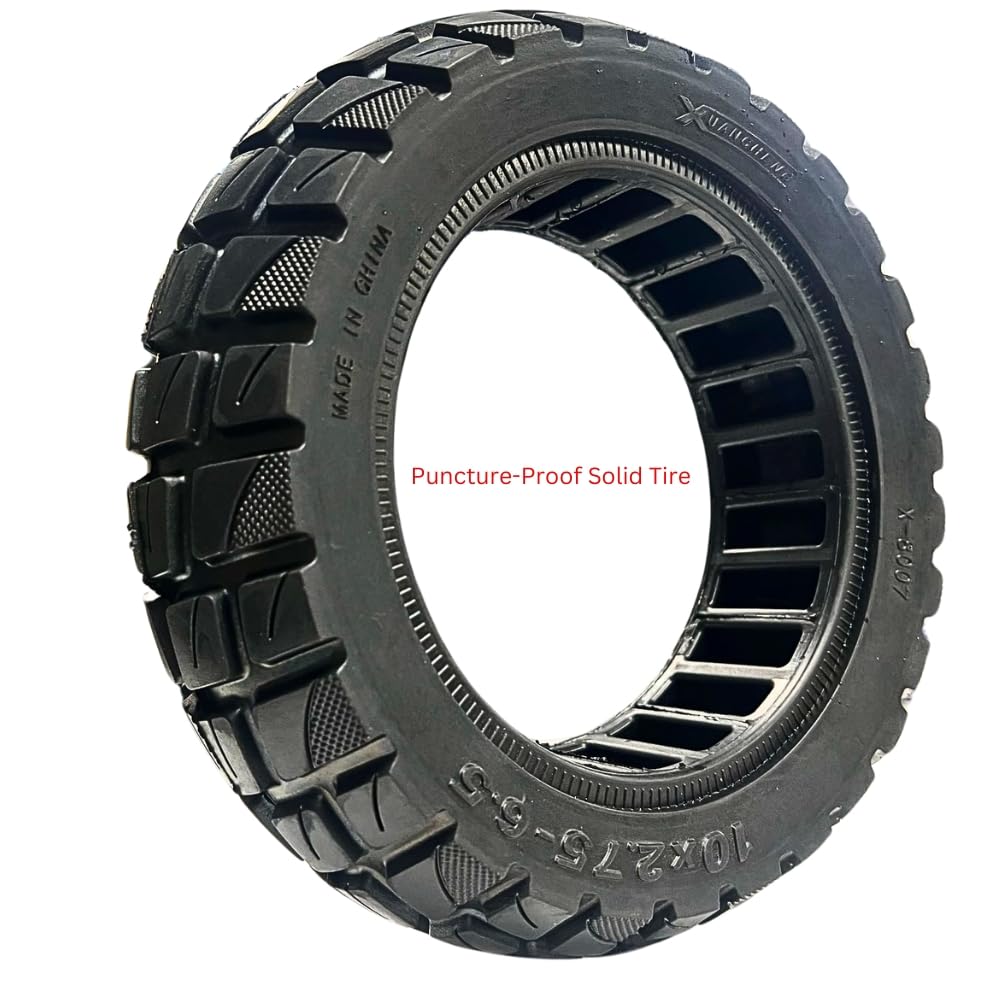 Size 10x2.75~70/65-6.5 Airless Solid Scooter Tire – Never Flat, Non-Puncture Tubeless Replacement for Max3, Evercross H5, Hover, and More