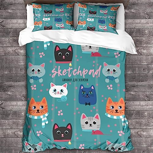 Housse de couette hypoallergénique chat 3D 220x240 protégeant la peau sensible - 4
