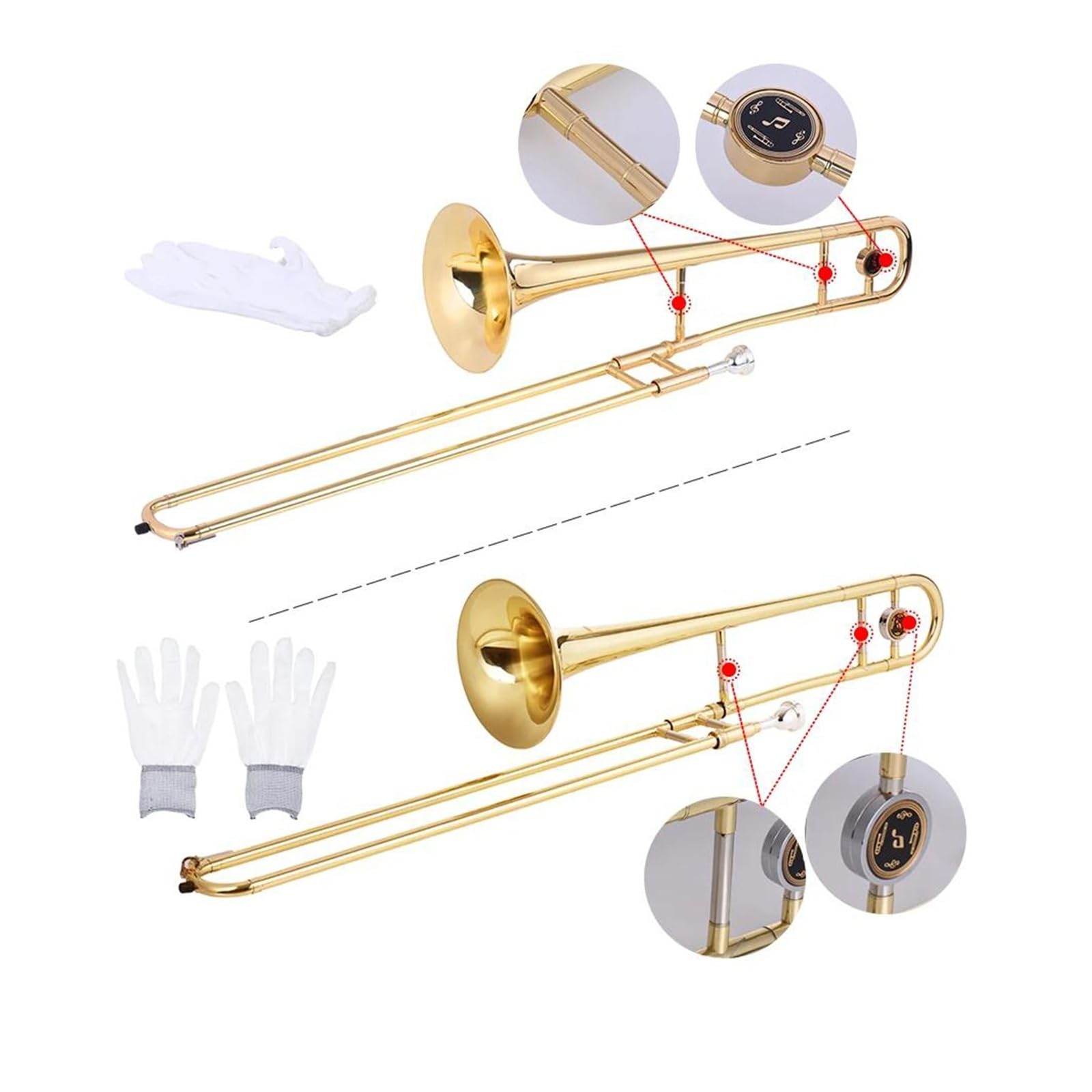 Puzon Puzon altowy Mosiądz Złoty Lakier B dur Instrument muzyczny