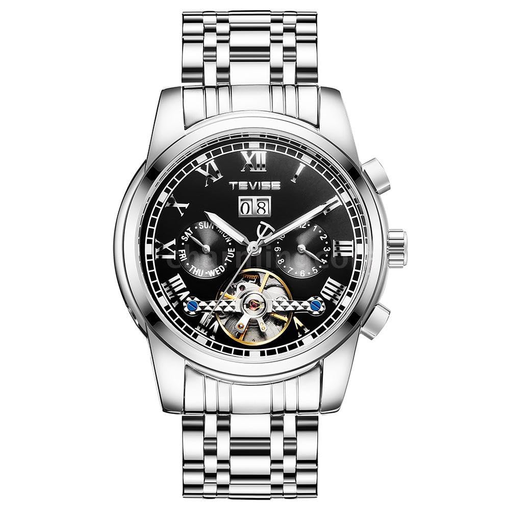 OVERFLY Tevise TEVISE Automatic Skeleton Mechanical Dial Luxury Analog Watch (Black-Silver) (B0CBC9BB57) Amazon Price History, Amazon Price Tracker