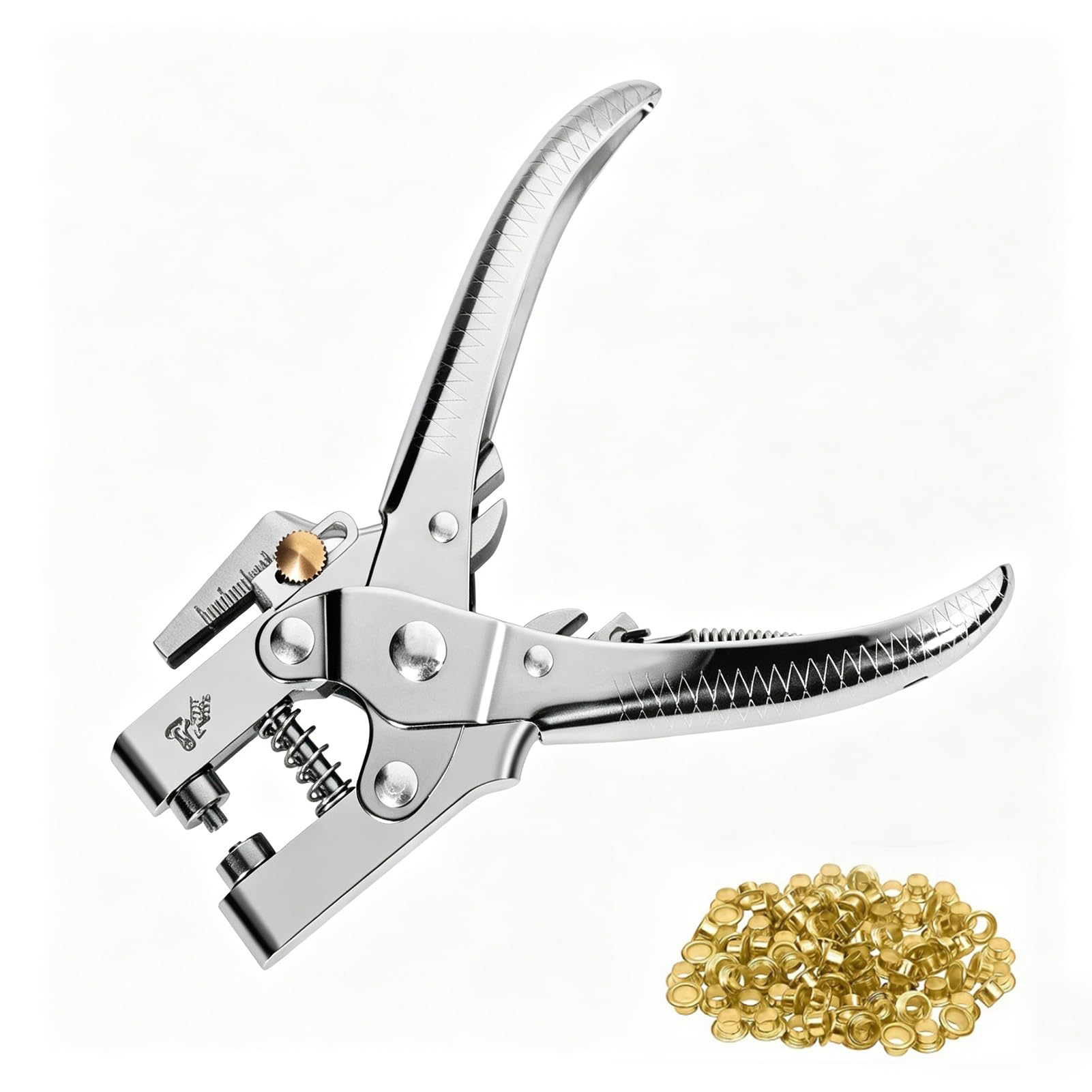 JOVIA 2-in-1 Eyelet and Hole Punch Tool Kit, A Belt Hole Puncher for Fabric, Belts, Paper, and Clothing,Includes Metal Eyelets and Setting Tools, Designed Specifically for DIY Crafting
