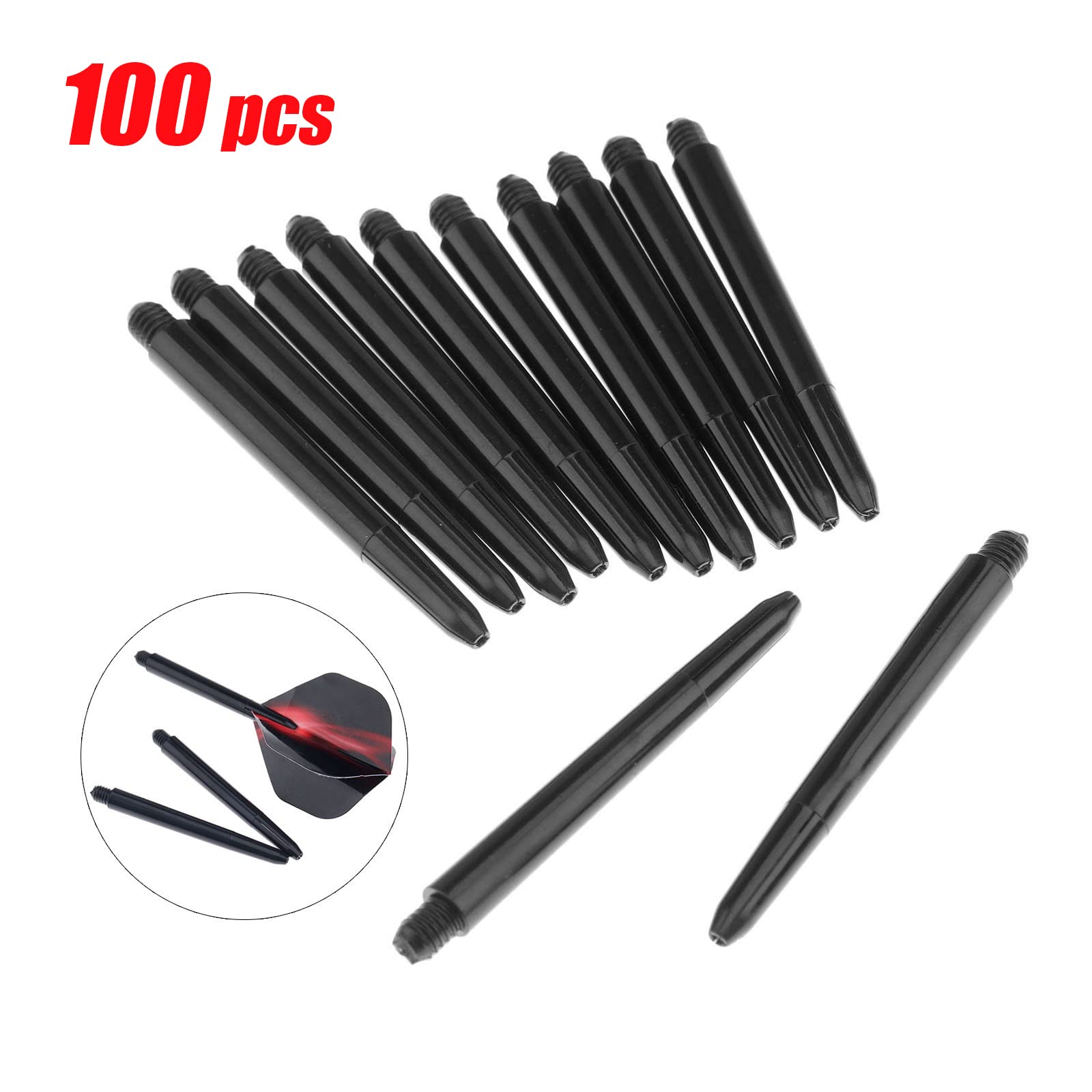 100 Piezas Ejes de Dardos Nylon, Accesorios Dardos, Cañas para Dardos, Varilla de Dardo de Rosca Estándar 2BA, para Dardos de Plastico Profesionales Accesorios de Dardos para Lanzar Dardos