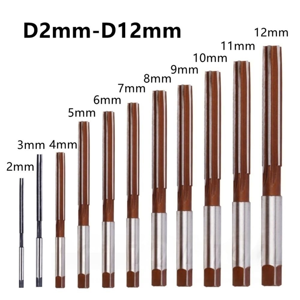 17 pezzi di alesatori manuali CNC di precisione H8, alesatori ad espansione in metallo con gambo dritto da 2 mm a 18 mm
