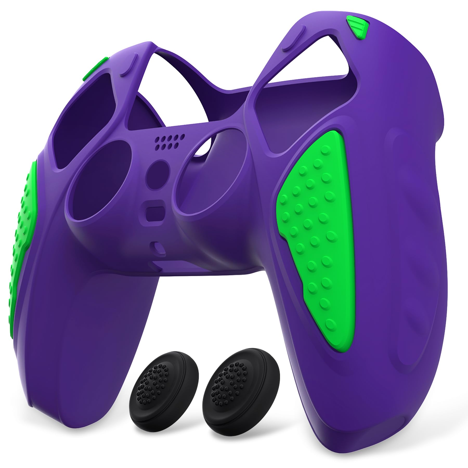 PlayVital Funda de Silicona para ps5 Mando - Carcasa de Goma Antideslizante con Tapas para Pulgar, Protector Tacto Suave, Accesorio Compatible con ps5 - Edición Knight (Gris Metalizado & Gris Oscuro) — view 13
