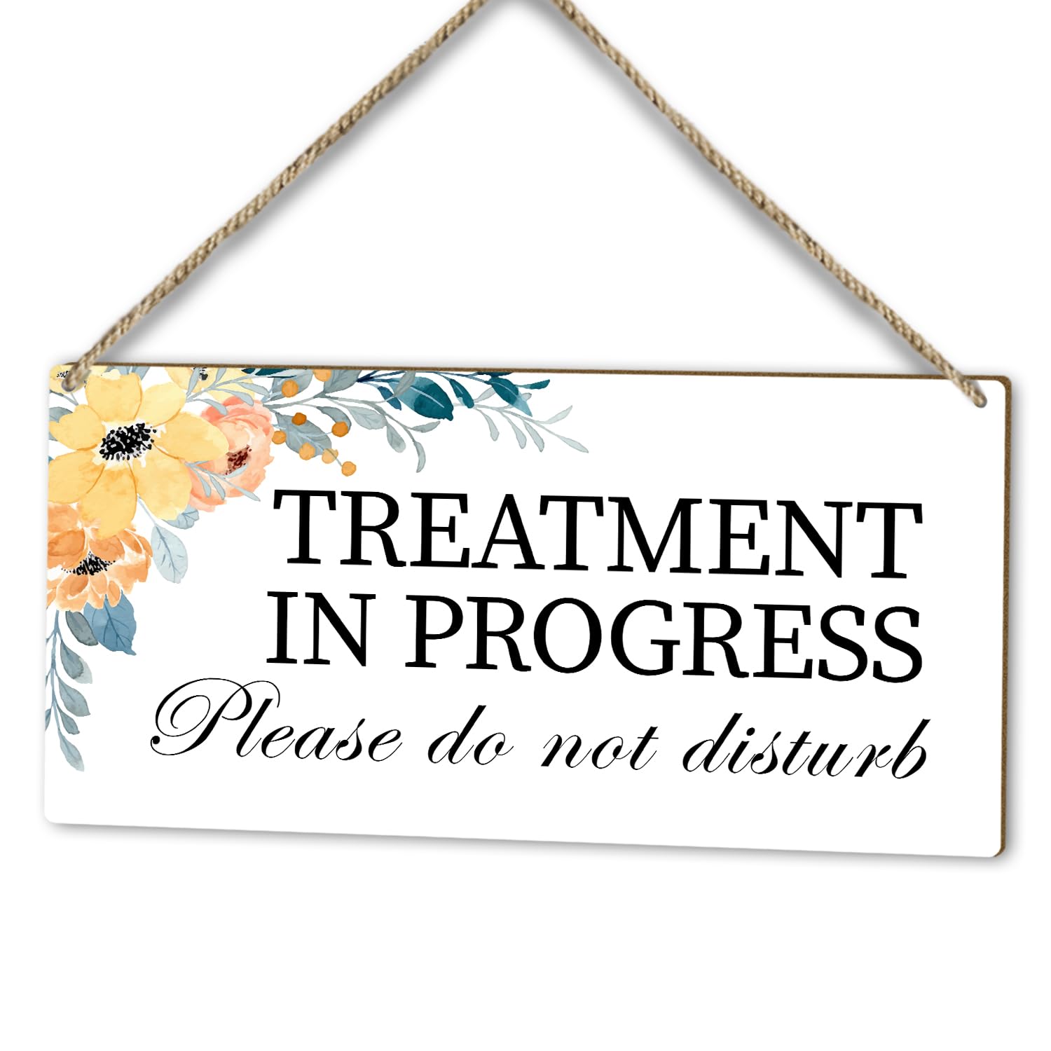 Pibonto Wall Art Treatment In Progress Please Do Not Disturb Sign For Therapists,Wood Door Hanging Plaque Decor,Office Farmhouse Rustic Flower Front Door Decor Wooden Sign, Decor Porch Idea Gift-12X6 Inches