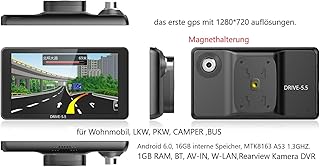 5.5 Zoll Navigationsgerät Drive-5.5 mit Magnethalterung Für LKW,PKW, Wohmobil und Camping. Android 6.0. Bluetooth, Fahrspu...