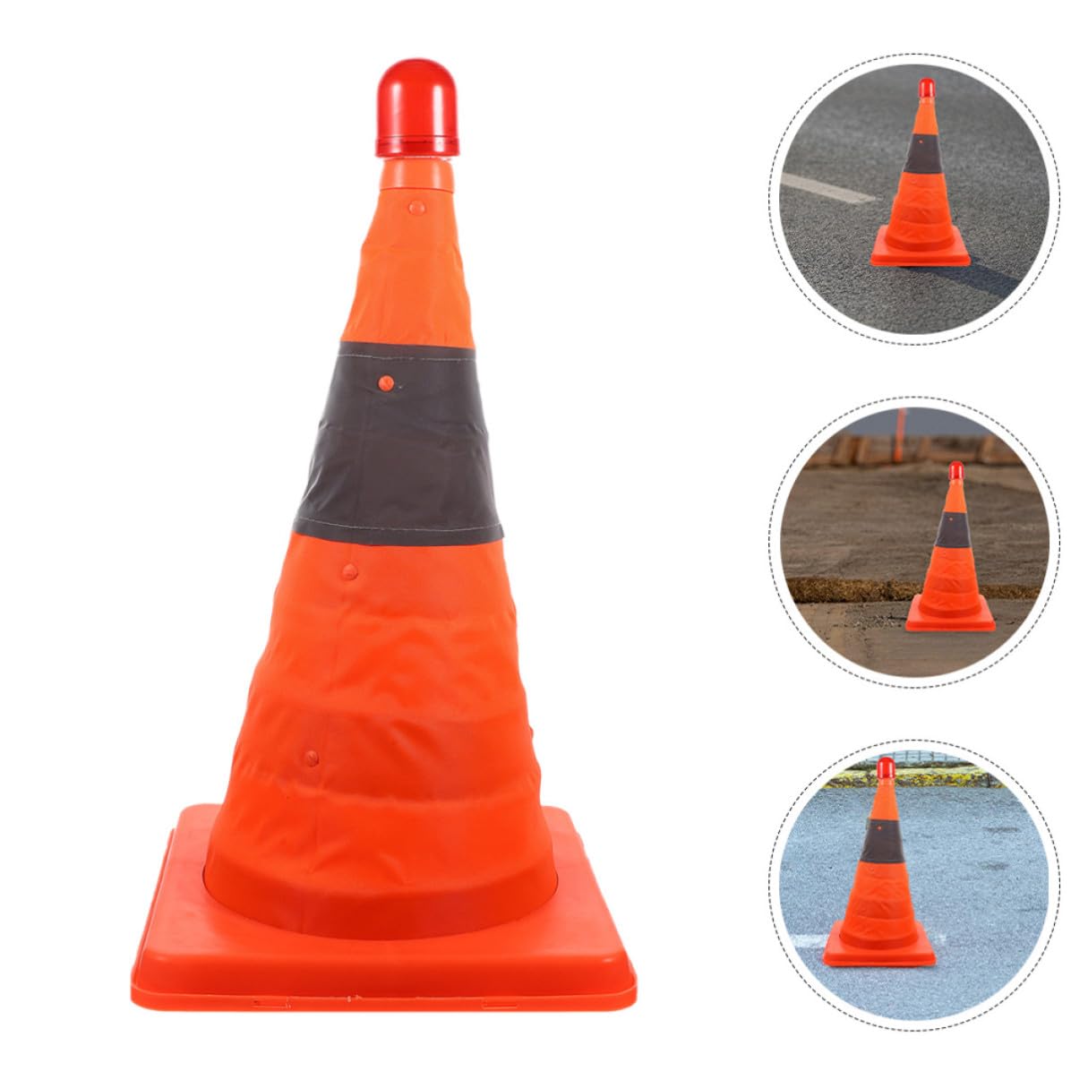 Cono de Tráfico LED Plegable de 45cm, Naranja, 2 Unidades | Señalización Vial y Gestión del Tráfico, Almacenamiento Sencillo, Aviso Luminoso y Funciones de Advertencia