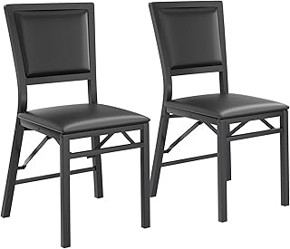 VECELO Folding Chairs Set of 2 with Cushion, Foldable Padded Seats with ...