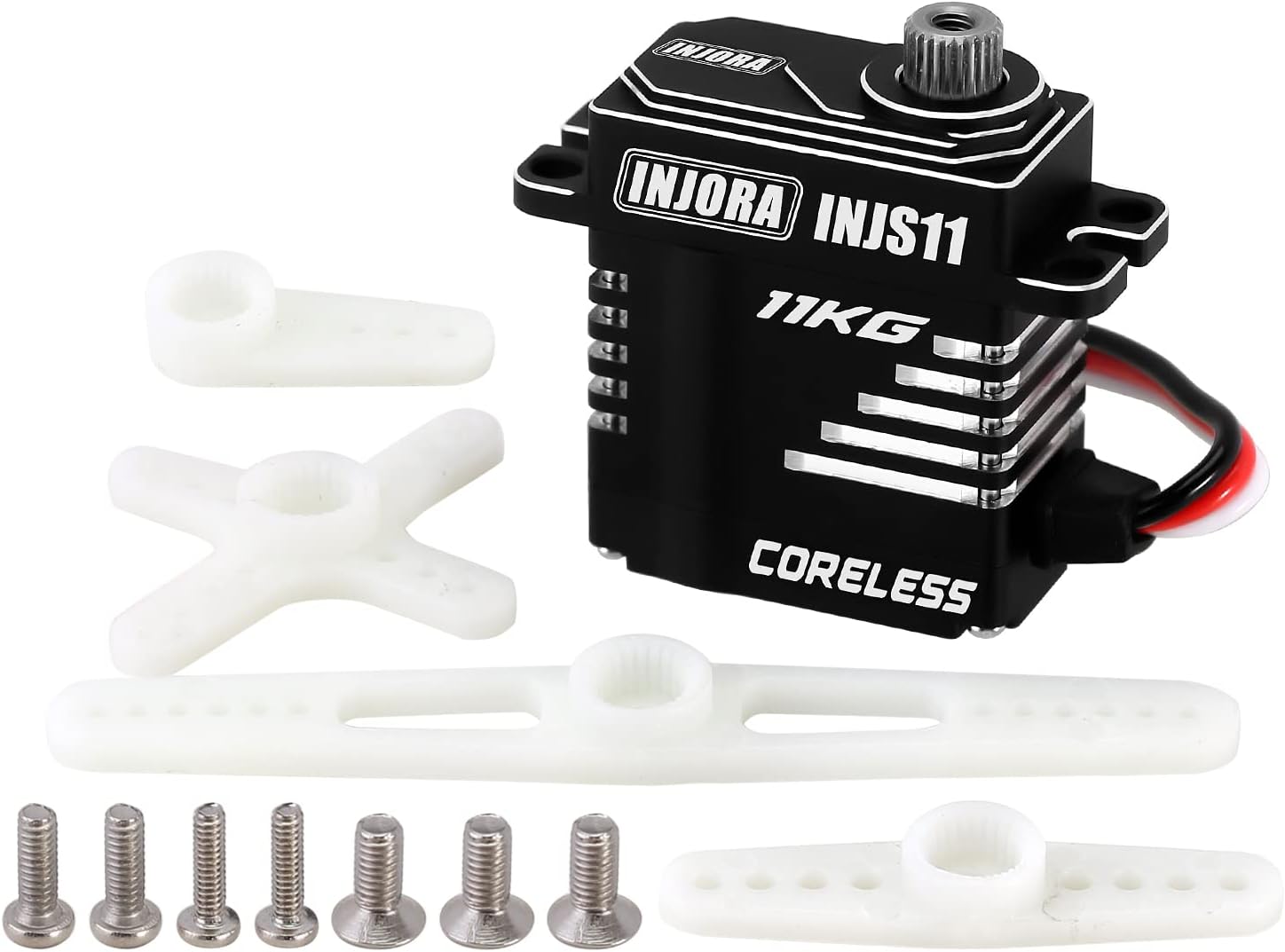 INJORA High Voltage Large Torque Metal Gear Digital Micro Coreless Servo with Servo Horn Mount for 1/18 RC Crawler Redcat Ascent-18