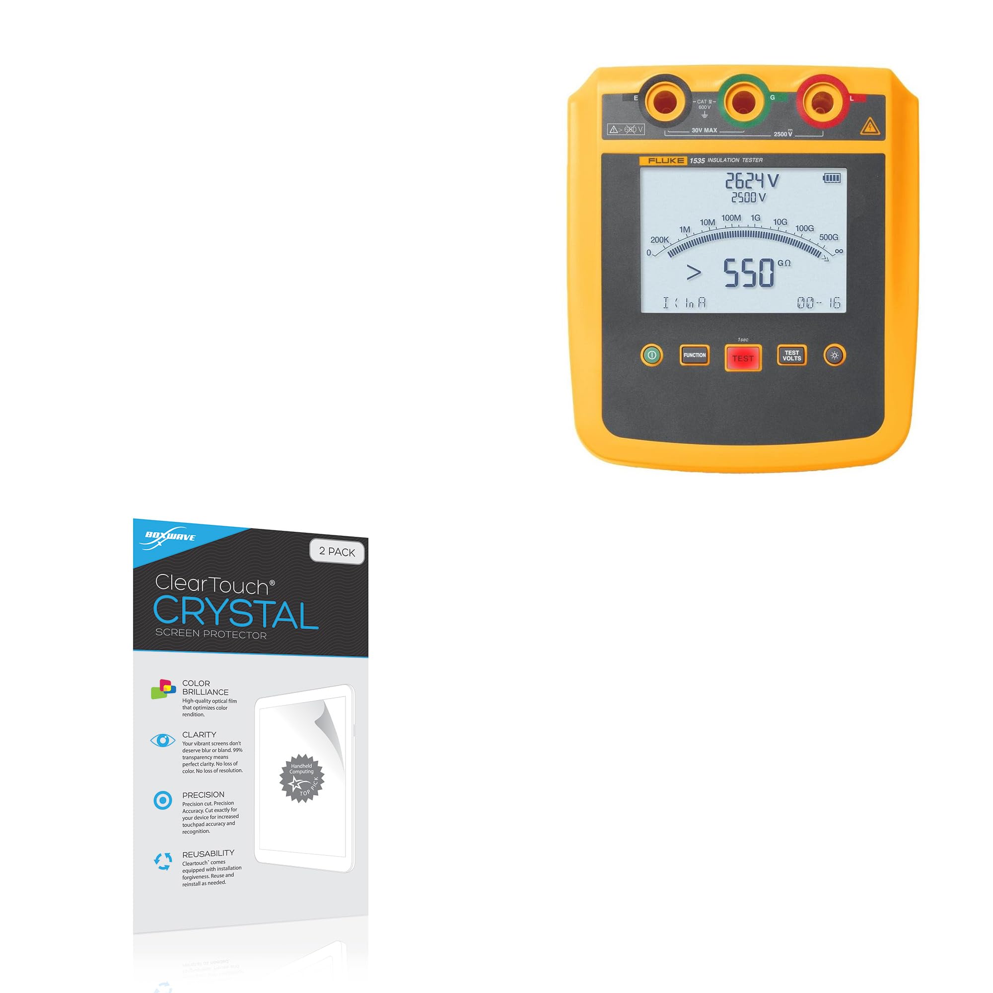 BoxWave Screen Protector Compatible with Fluke 1535 - ClearTouch Crystal (2-Pack), HD Film Skin - Shields from Scratches