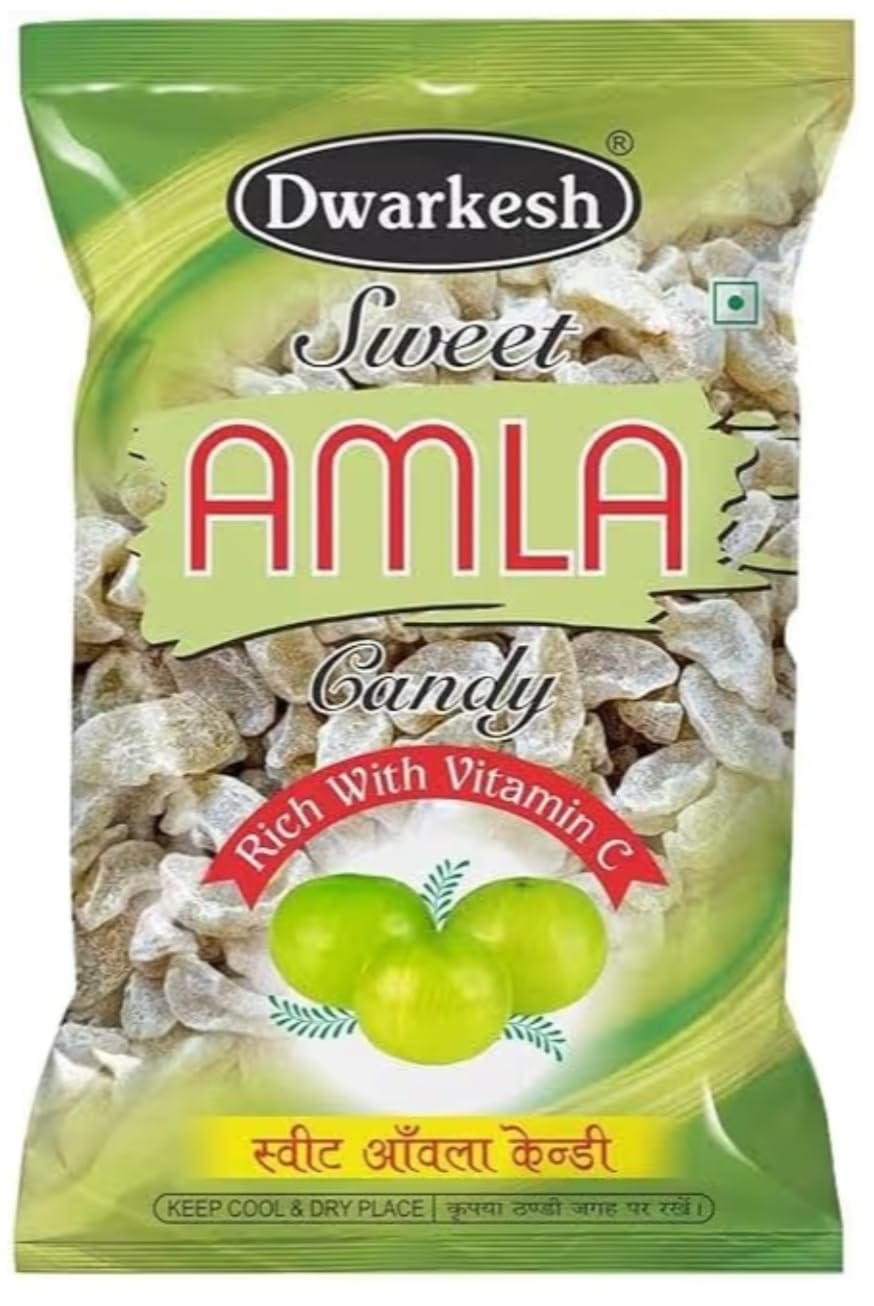 DWARKESH Original Sweet Amla Candy 100gm (Pack of 4) - Indian Dry Gooseberry Amala/Avla Candy - Supports Hairs, Eyes, Bones, Heart, Skin Health - Relief from Acidity, Gas & Bloating - Tasty Digestive Chewable-image-34
