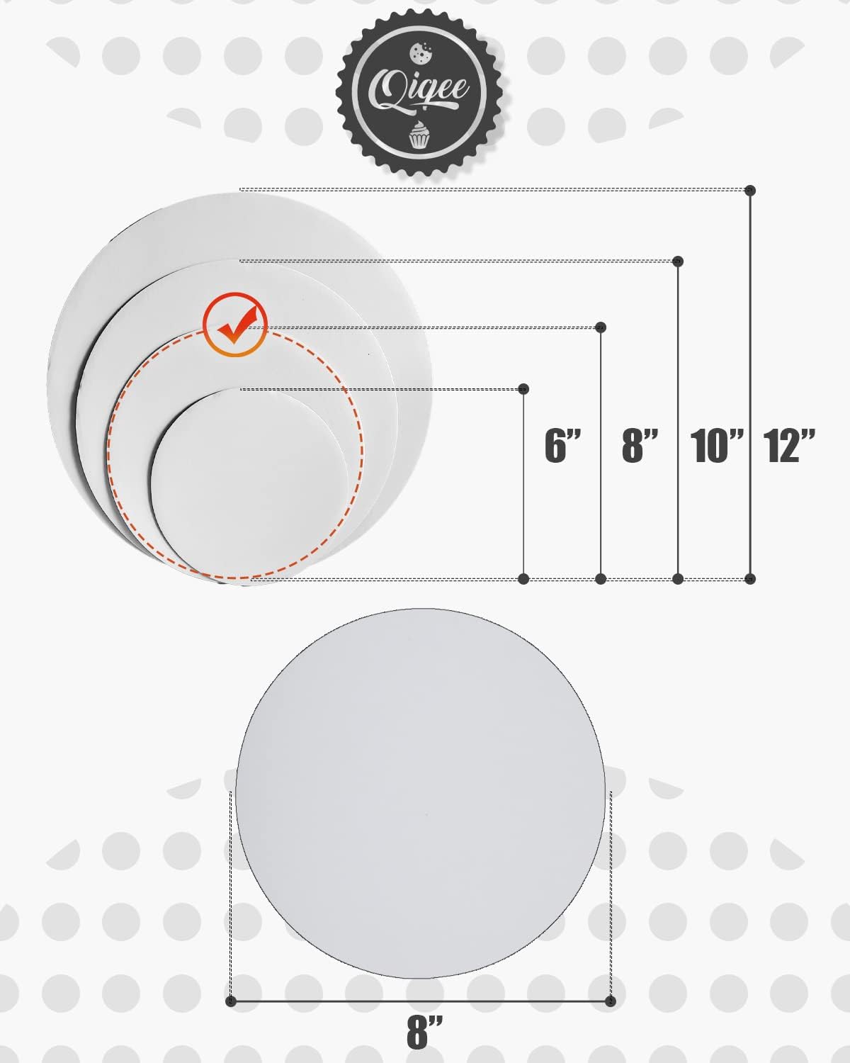 qiqee 8 Inch White Cake Boards Round 40-Packs Circles Rounds Base Food-Grade Cardboard Cake Plate(Thinner But Stronger) - Image 7