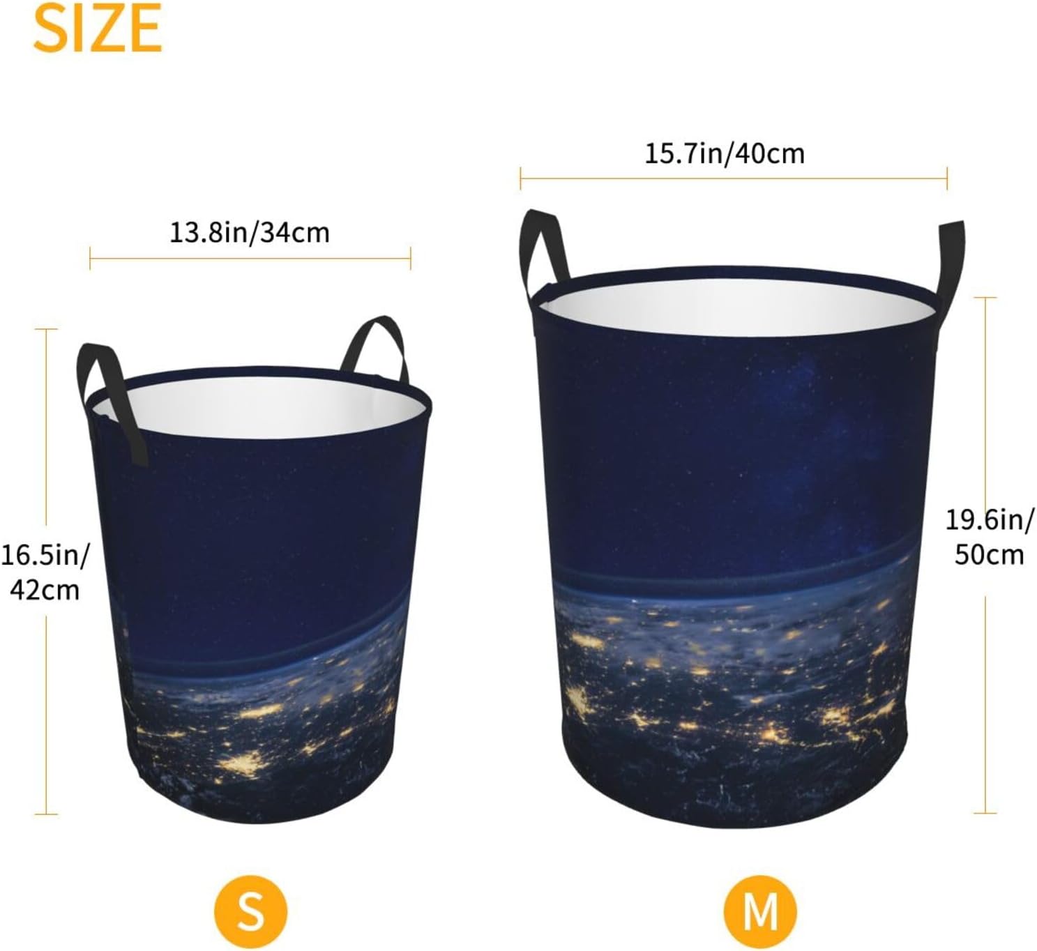 View Of Earth Print Circular Protable Storage Bin,Basket For Laundry Hamper With Handles Bedroom Clothes