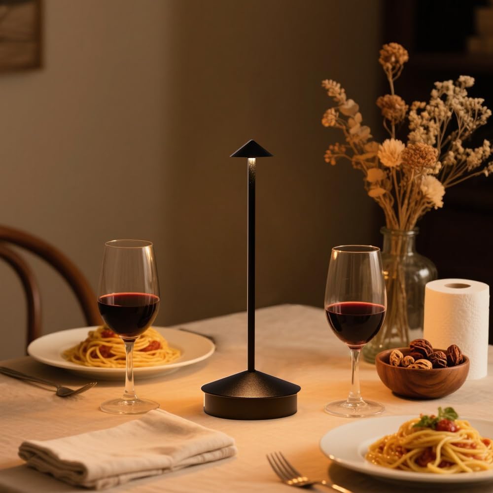 EJQ Kabellose LED-Tischlampen, tragbar, 6000 mAh, wiederaufladbare Tischlampen, Touch-Steuerung, Outdoor-Tischlampen, 3 Farben, dimmbar, für Restaurant, Terrasse, Schlafzimmer, 2 Stück
