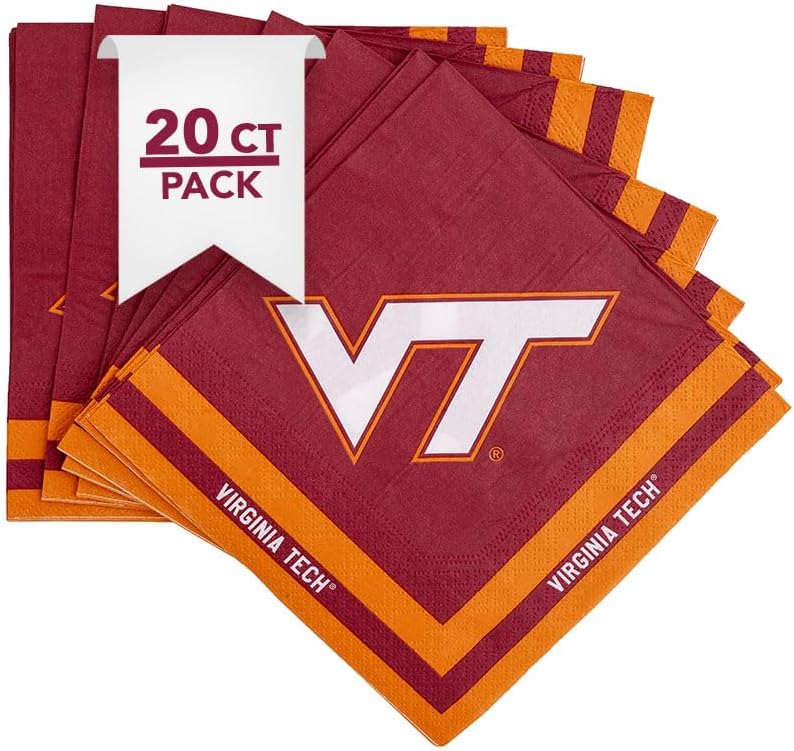 Desert Cactus Virginia Tech Disposable Napkins Hokies VT 20 Count 2 Ply 13 inch Dinner Square for Tailgates, Graduation, Party and Game Day Tablecloth Decoration (Design A)