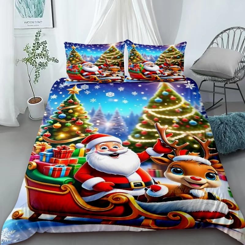 WeihnachtsBettwäsche Weiß Bunt Weihnachtselch Stern Bettwaren-Sets...