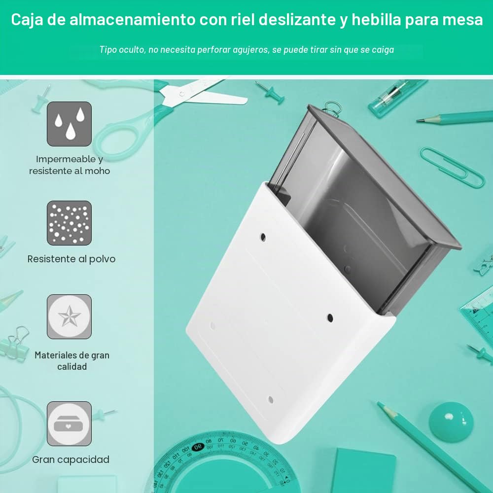 2 Cajones para Debajo de Escritoriode 20 x 17 x 7,2 cm Cajones para Debajo de Mesa con Cintas Adhesivas Organizador de Cajones para Debajo del Escritorio para Guardar Cosas Pequeñas